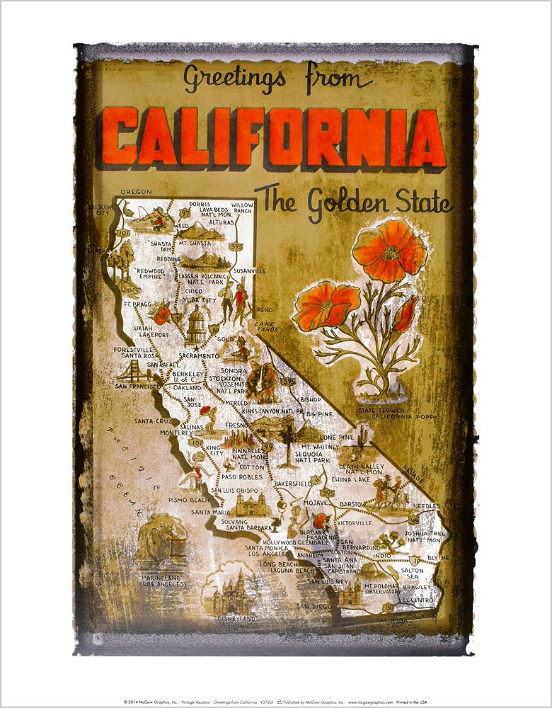 ヴィンテージ ポスター Greetings from California  V372