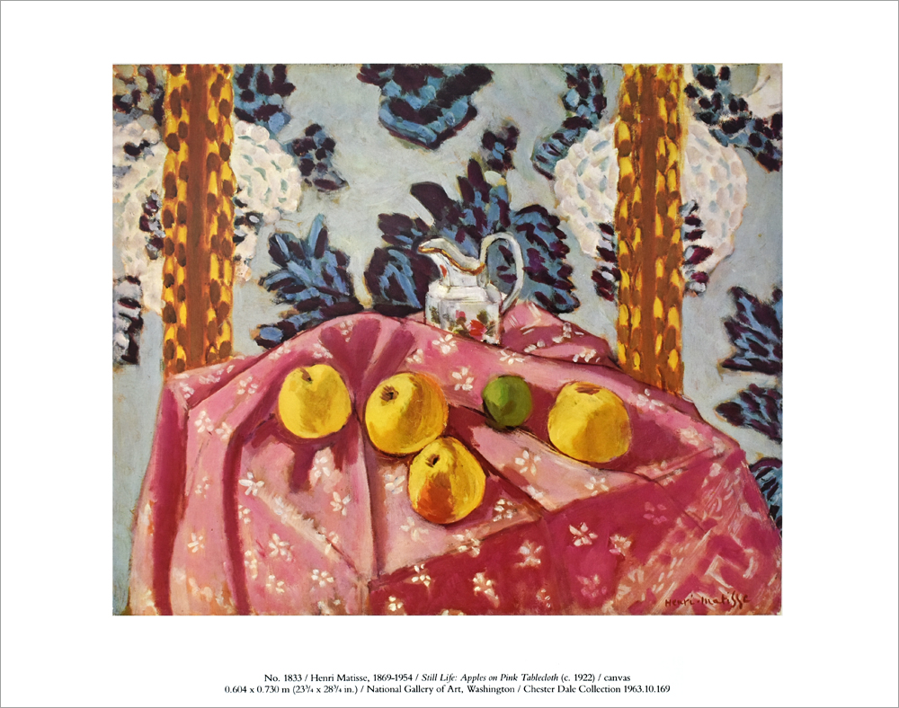 アンリ・マティス ポスター Still Life: Apples on Pink Tablecloth (1922) No.1833