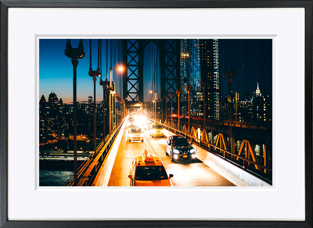 WITH FOTO インテリアフォト額装 A2 夜のブルックリン橋/Brooklyn Bridge at night  