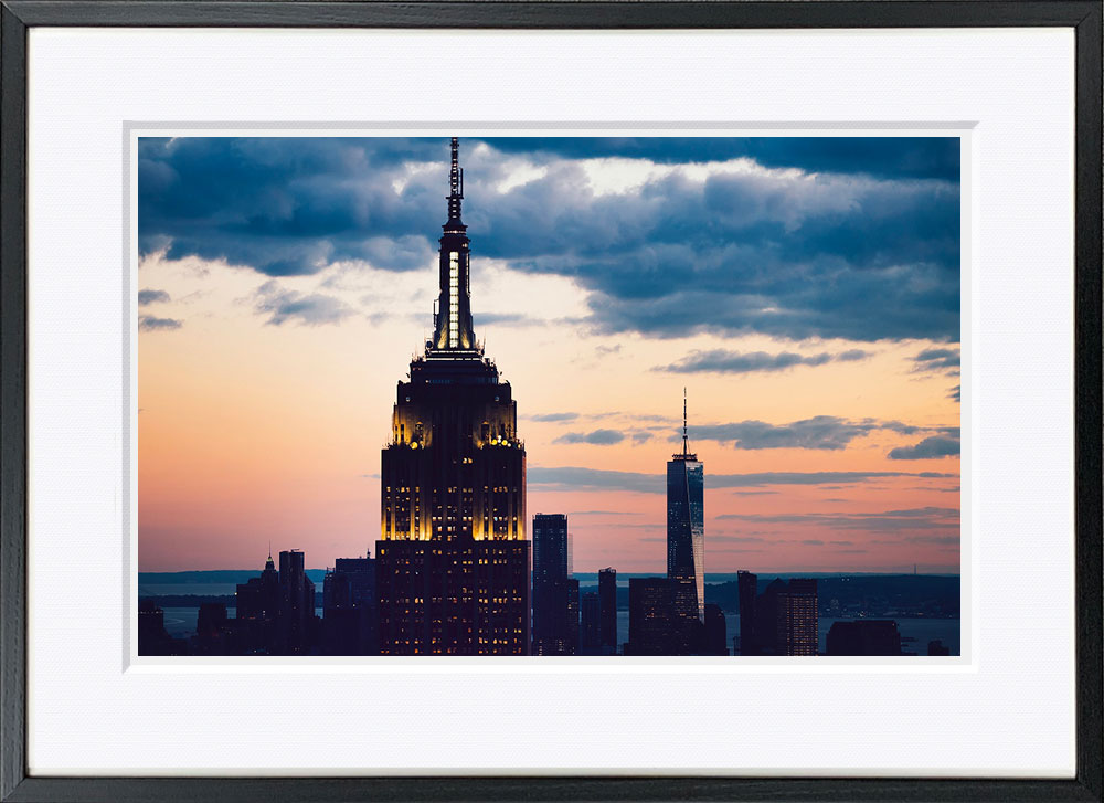 WITH FOTO インテリアフォト額装 A2 夕日と超高層ビル/Skyscraper with sunset   