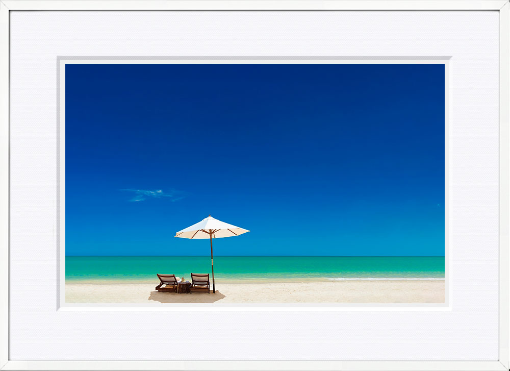 WITH FOTO インテリアフォト額装 A2 傘とビーチ/Umbrella and beach   