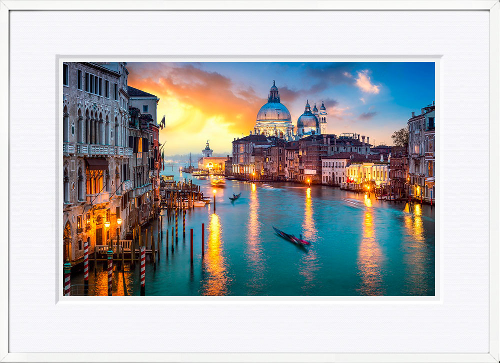 WITH FOTO インテリアフォト額装 A2 イタリア ヴェネツィアに沈む夕日/Sunset over Venice   
