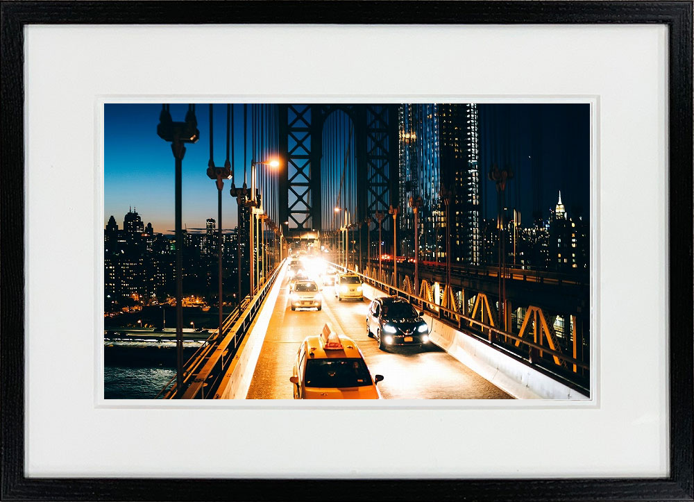 WITH FOTO インテリアフォト額装 A3 夜のブルックリン橋/ Brooklyn Bridge at night  