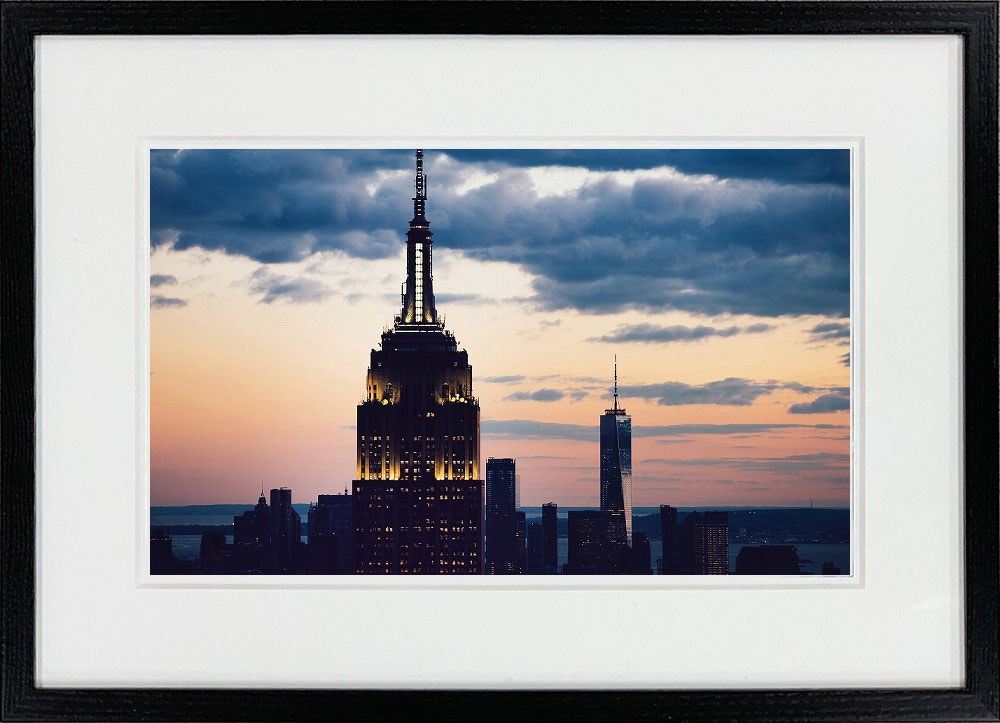 WITH FOTO インテリアフォト額装 A3 夕日と超高層ビル/ Skyscraper with sunset   