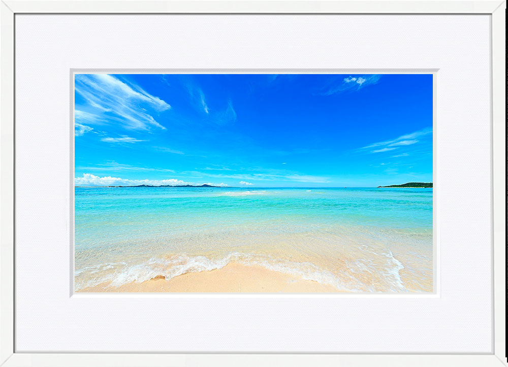 WITH FOTO インテリアフォト額装 A3 沖縄のビーチと空/ Okinawa Beach and Sky  