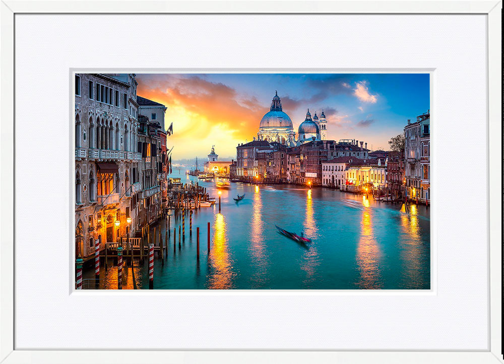 WITH FOTO インテリアフォト額装 A3 イタリア ヴェネツィアに沈む夕日/ Sunset over Venice   