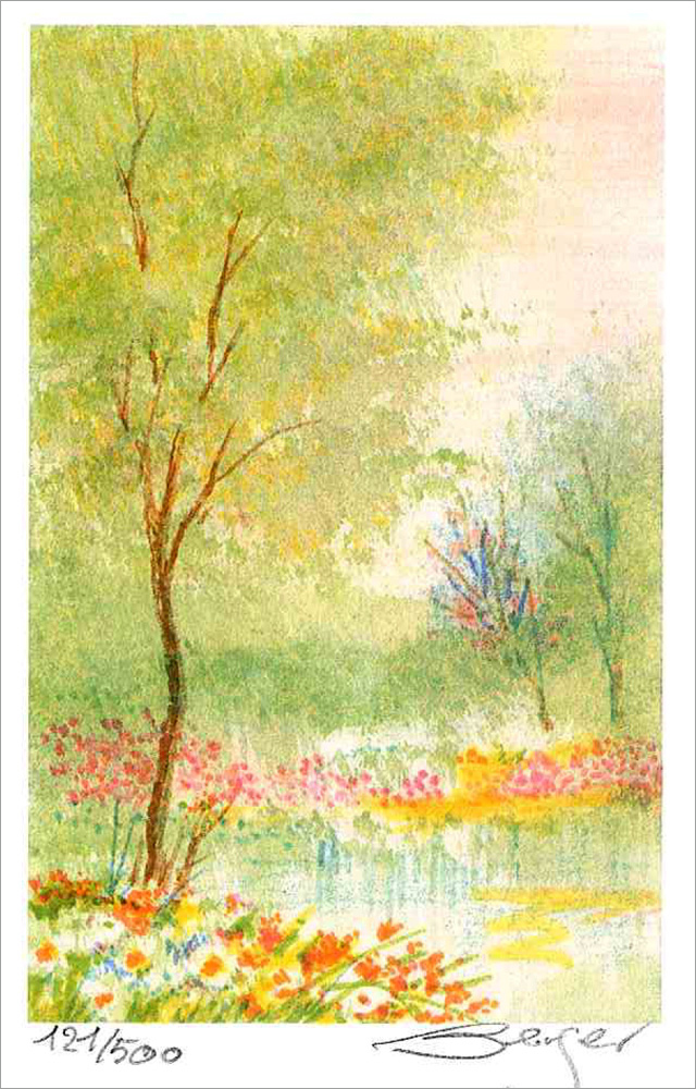 ベルジェ・トーレス 版画(リトグラフ) ボンノイルの池Ⅲ 1257