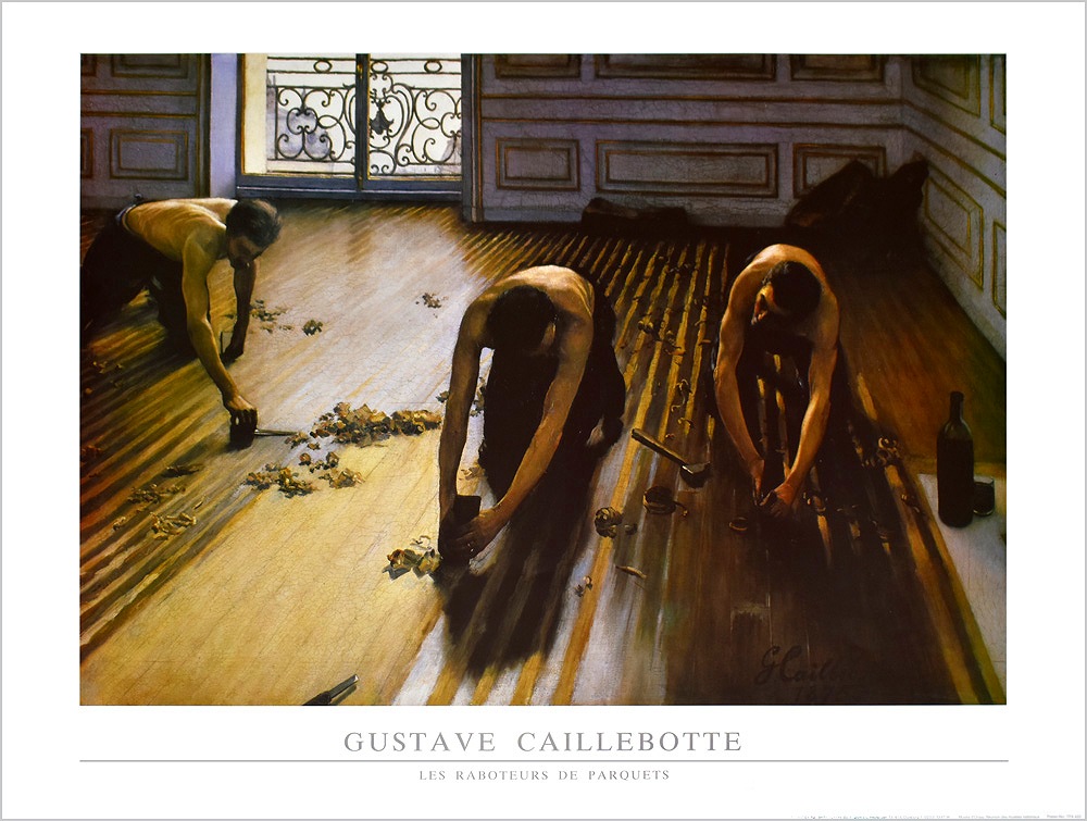 ギュスターヴ・カイユボット ポスター 床に鉋をかける人々(Raboteurs de parquet,1875)  A2605