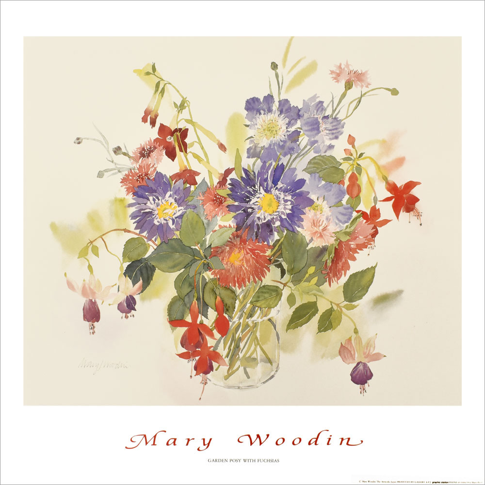 メアリー・ウディン ポスター 庭の花とフクシア A3200