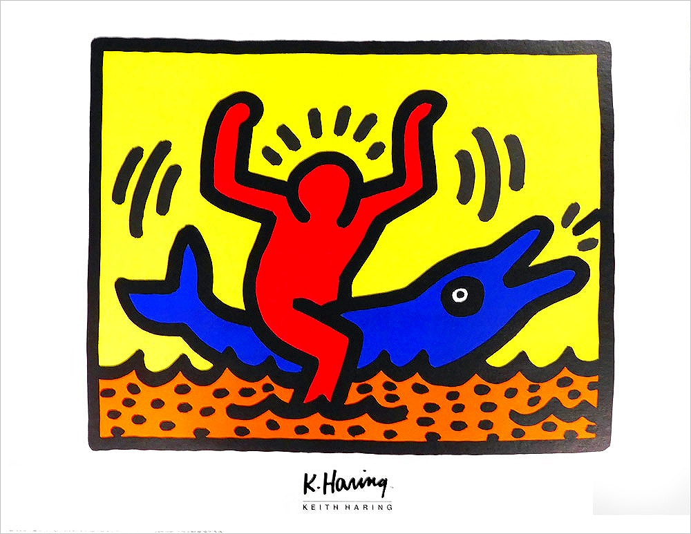 キース・ヘリング ポスターDolphin Ride|アート＆フレーム|絵と額縁の