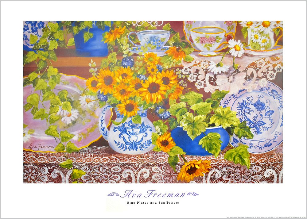 アヴァ・フリーマン  ポスター Blue Plates and Sunflowers  SA-1309