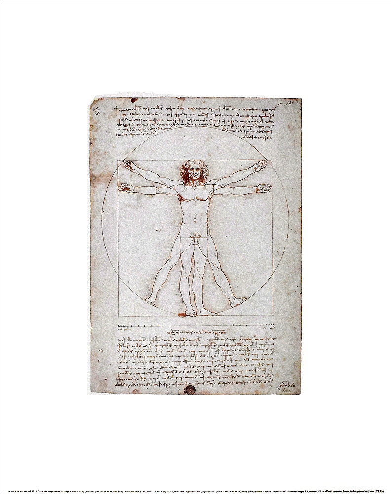 レオナルド・ダ・ヴィンチ ポスター ウィトルウィウス的人体図(1492) VR214