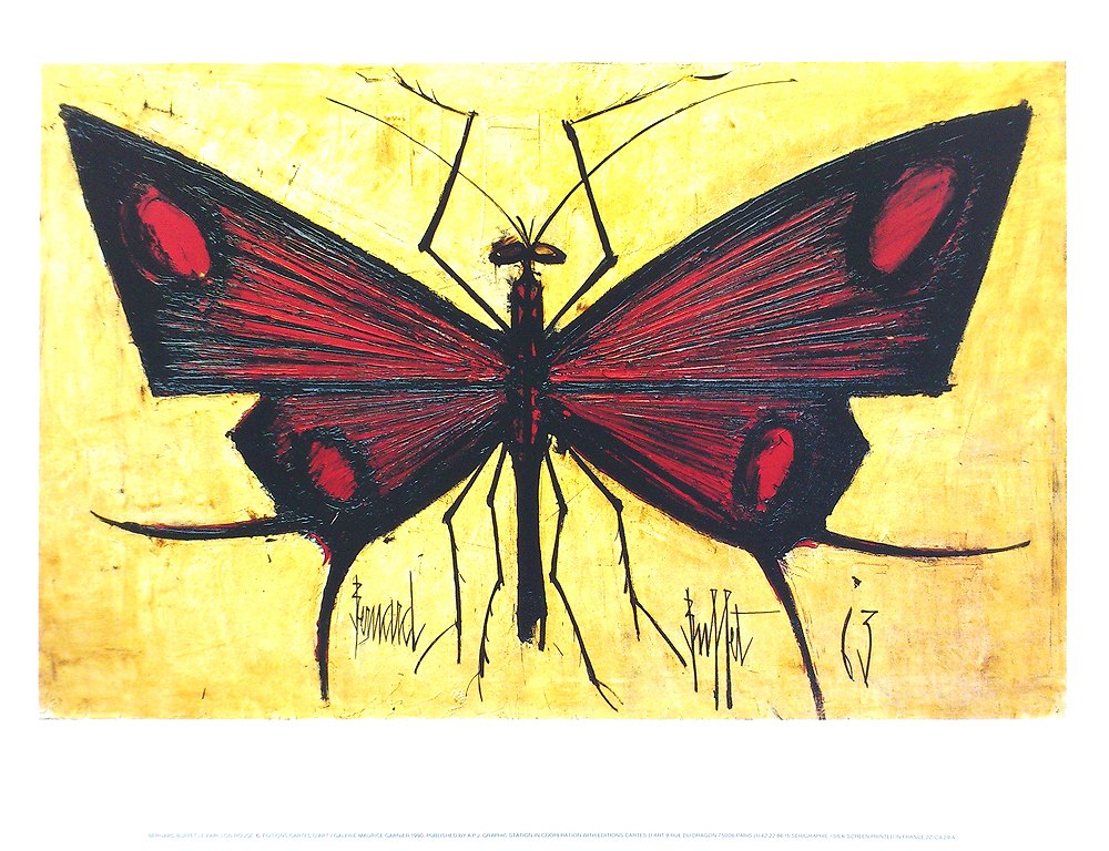 おすすめ 赤い蝶」、希少な画集より ベルナール・ビュッフェ、「博物誌