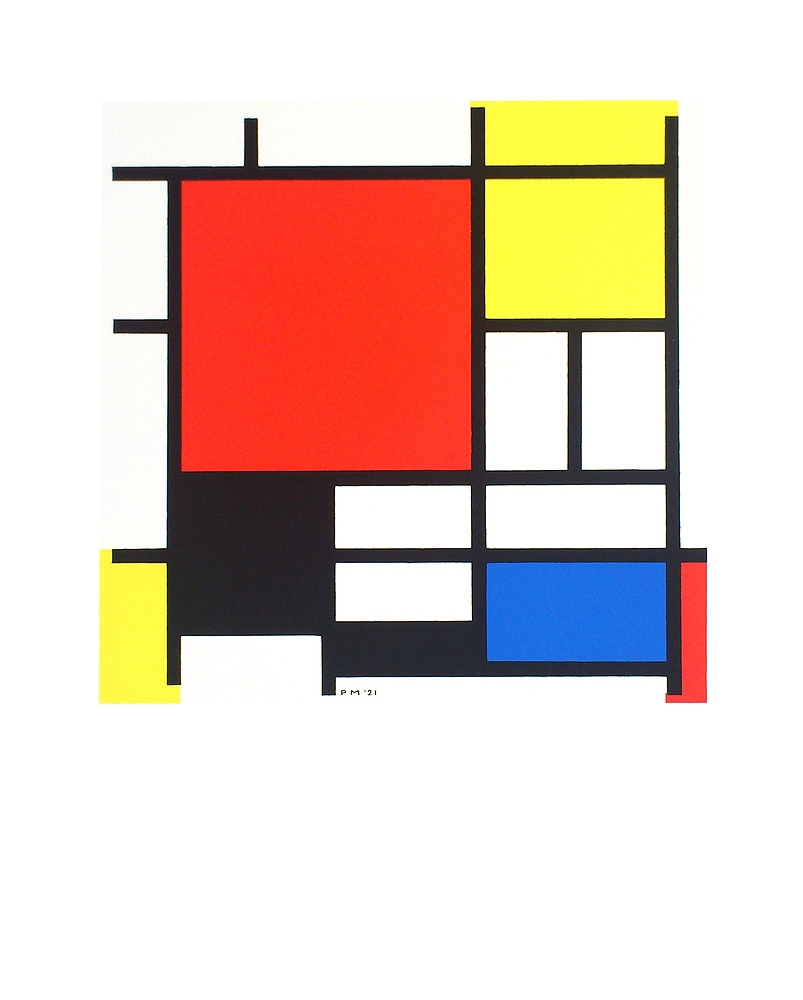 ピエト・モンドリアン スマイヤー 赤、黄、青、黒とのコンポジション S-073