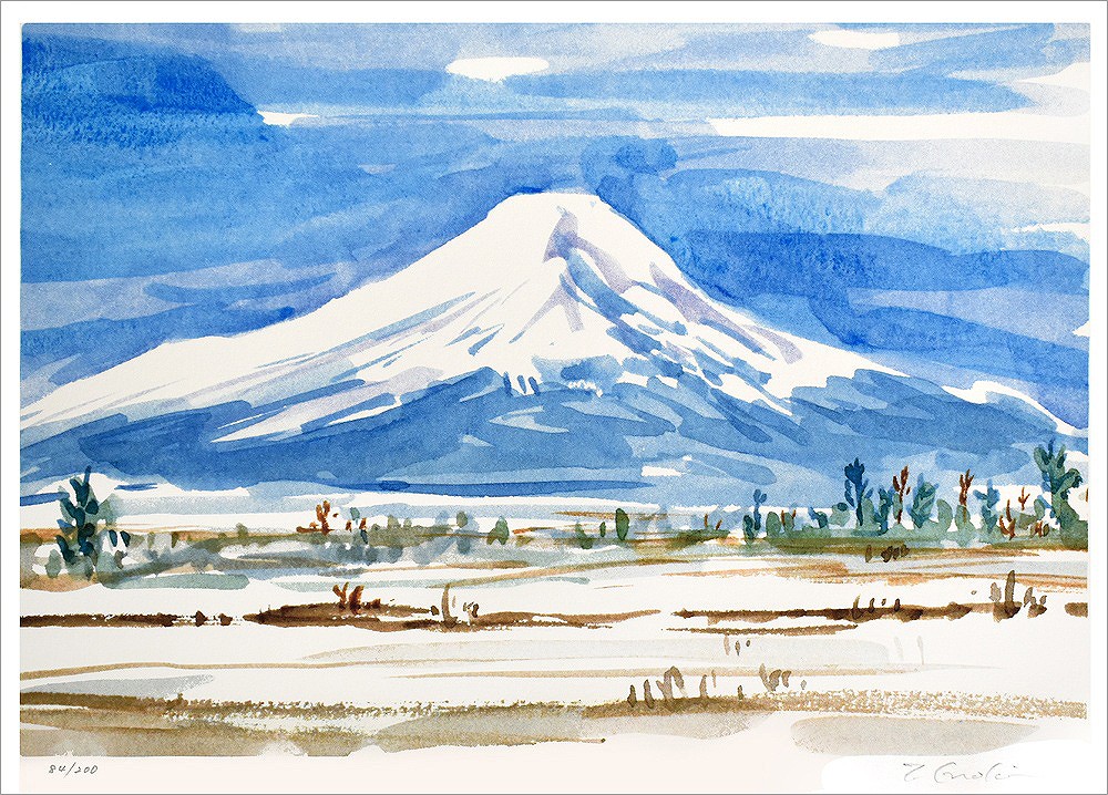 榎木孝明 版画（ジクレー） なごり雪の頃/富士山 2870