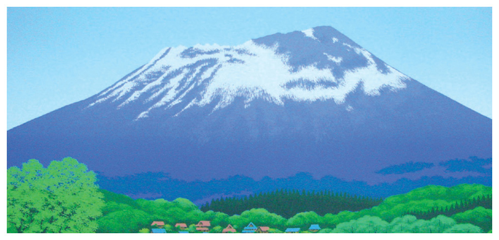 国武久巳 版画（シルクスクリーン） 新緑の岩手山 3616