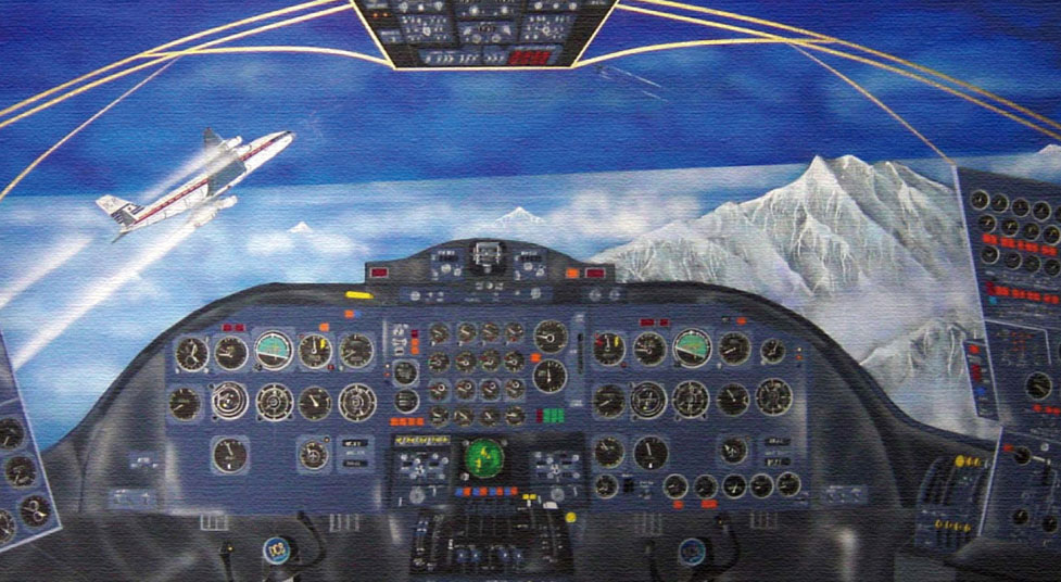 リチャード・カイ 版画（キャンバスジクレー） DC-8 マッキンレー上空 3684