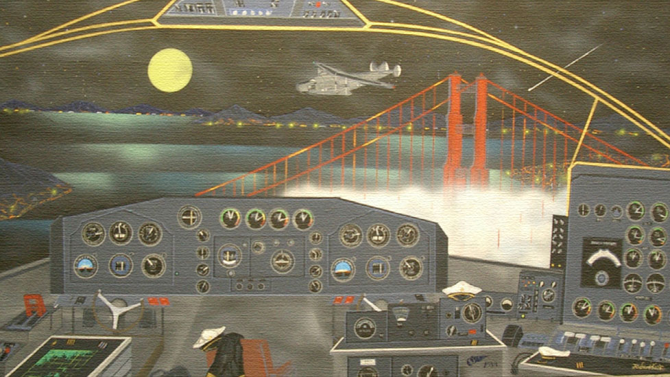 リチャード・カイ 版画（キャンバスジクレー） Flying over Golden Gate 3693