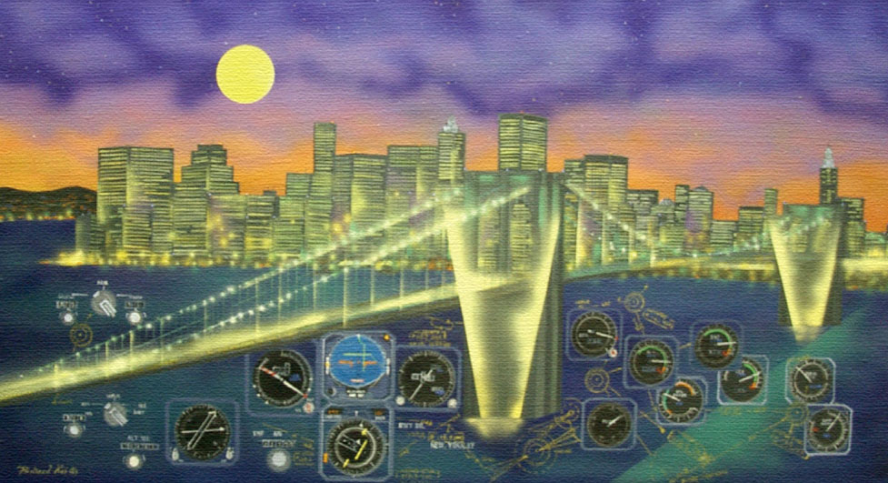 リチャード・カイ 版画（キャンバスジクレー） Purplr Town・New York 3696