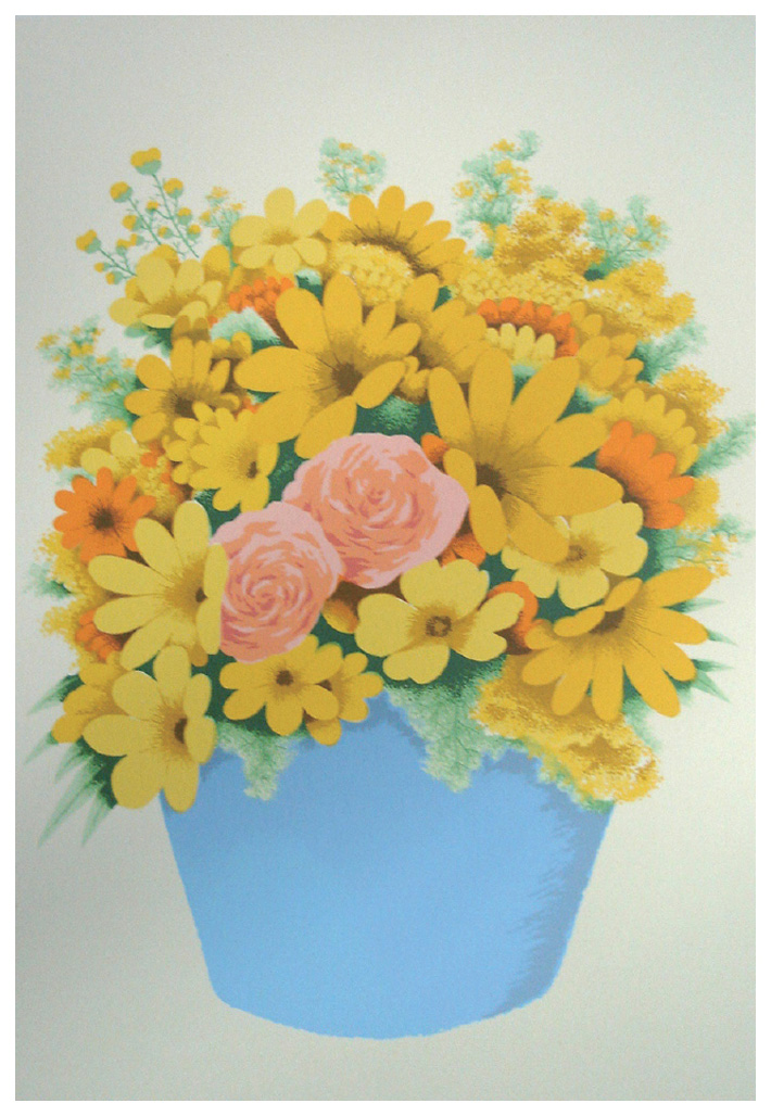 国武久巳 版画（シルクスクリーン） 黄色い花々 3898
