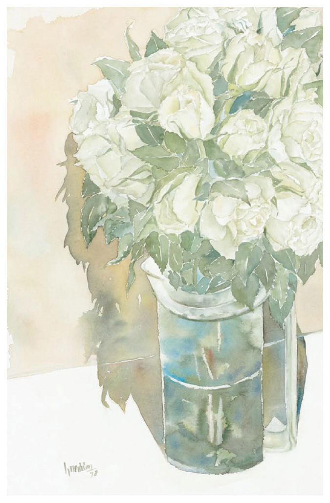 マラ・グエッリーニ 版画（ジクレー） 壁ぎわのホワイトローズ 3983