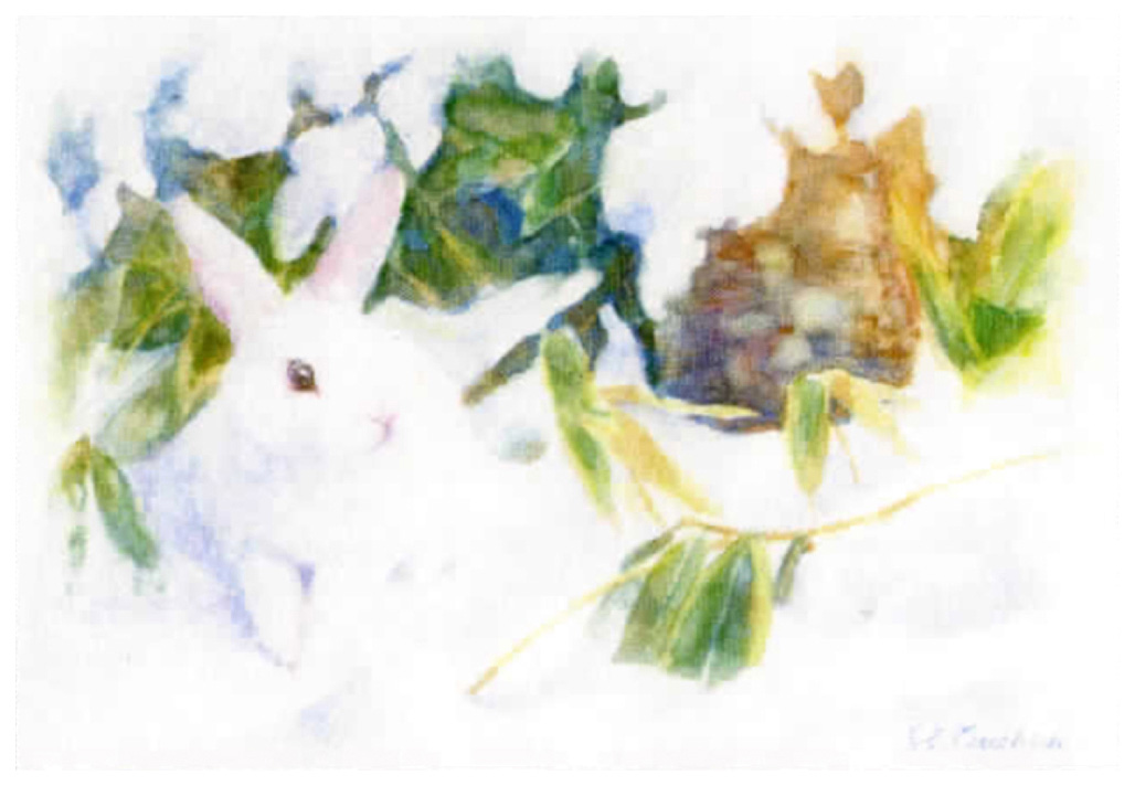 土田穣 版画（ジクレー） 雪うさぎⅡ 4596|アート＆フレーム|絵と額縁