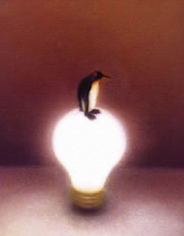 牧野千穂 版画（キャンバスジクレー） 幸福なペンギン 4768|アート 