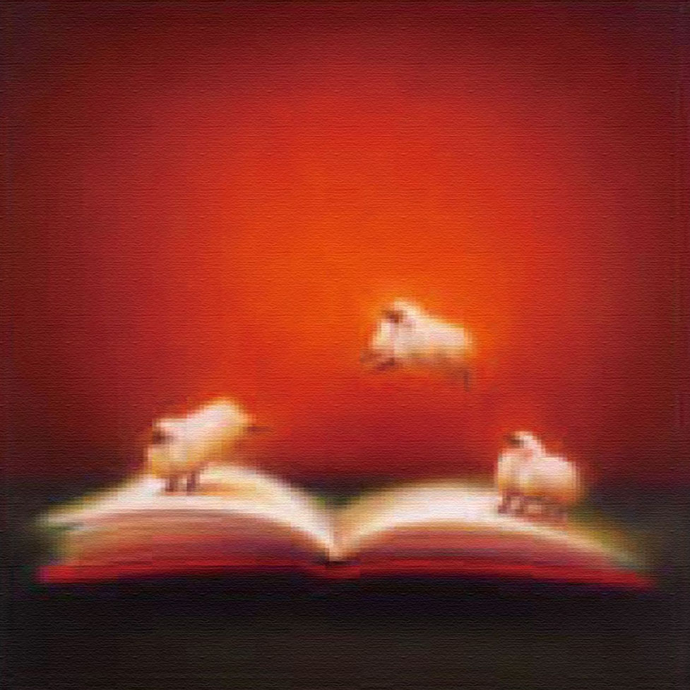 牧野千穂 版画（キャンバスジクレー） 羊たちの時間 4772|アート 