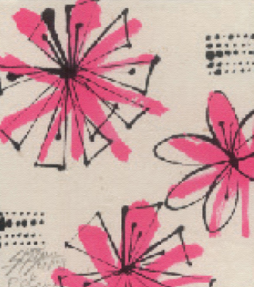 サトウアサミ 版画（ジクレー） ピンクの花 4820