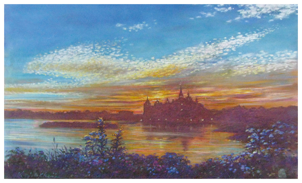 石井清 版画（ジクレー） カルマール城の夜明け/スウェーデン 5239