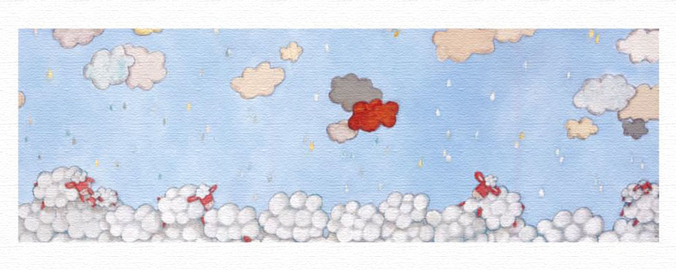 キロメロ 版画（キャンバスジクレー） 雲とウールコート 6037