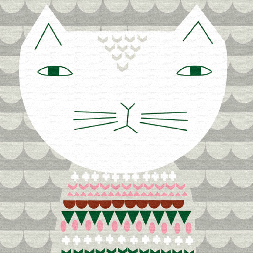 ドナ・ウィルソン 版画（キャンバスジクレー） Scandi-snowy cat 6181