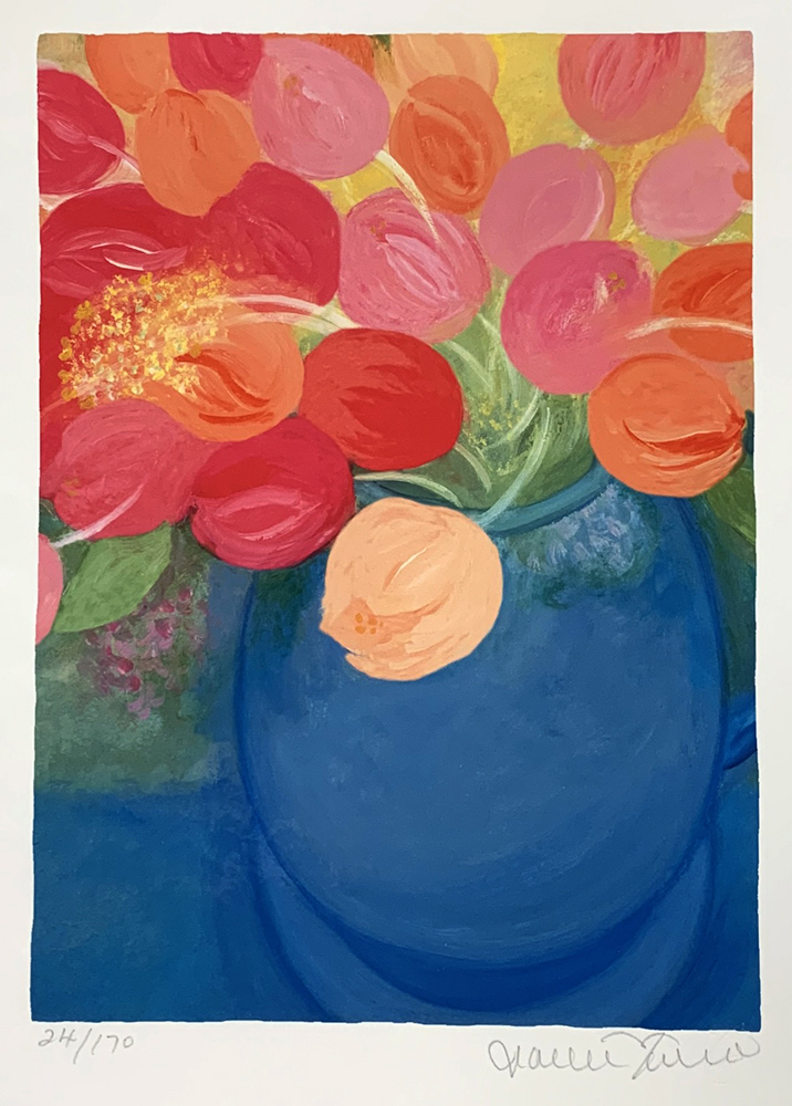 ジニー・キム 版画(ジクレー) セロリアンブ ルー色の花瓶とチューリップ 6200
