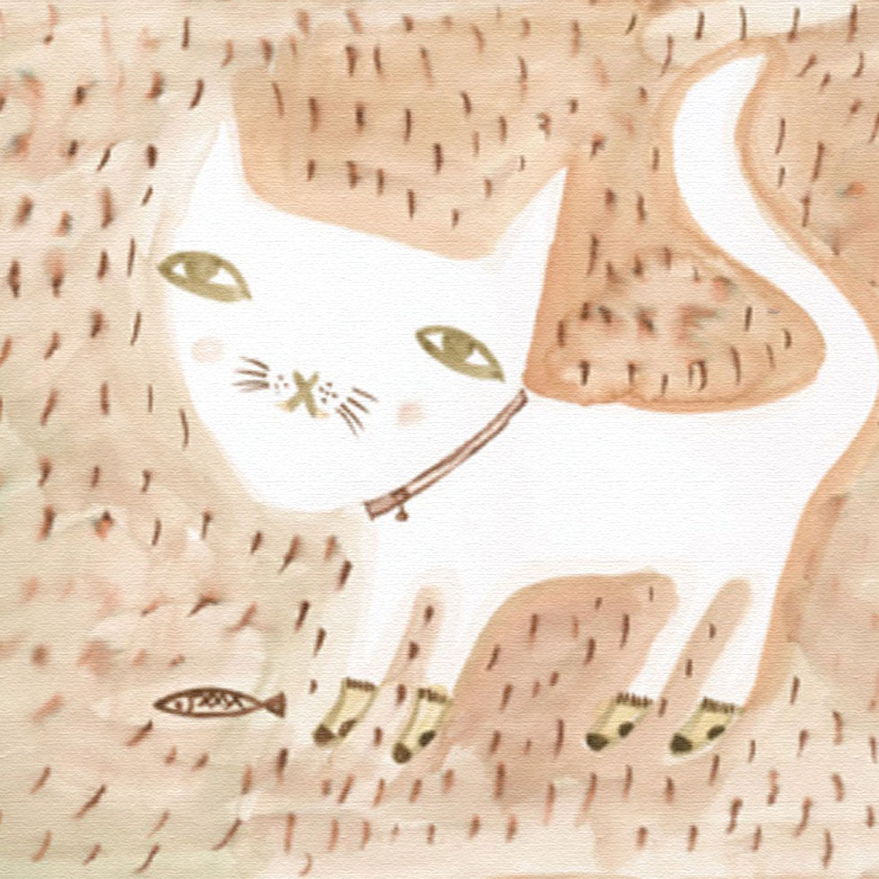 ドナ・ウィルソン 版画（キャンバスジクレー） cat in socks（靴下を穿いたネコ） 6425
