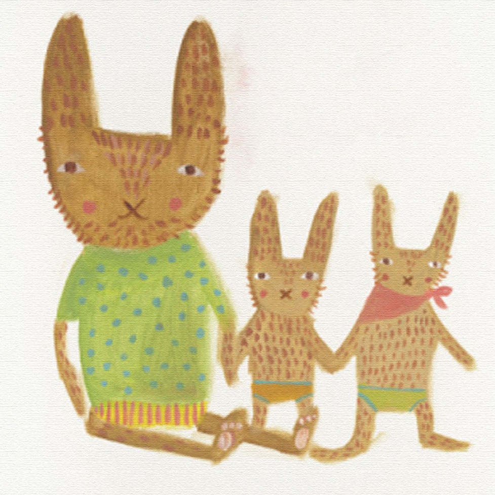 ドナ・ウィルソン 版画（キャンバスジクレー） easter bunny and family（イースター・バニーの家族） 6427