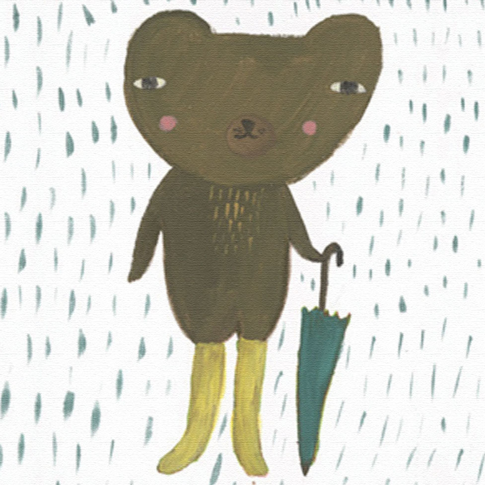 ドナ・ウィルソン 版画（キャンバスジクレー） brolly bear（傘を持ったクマ） 6432