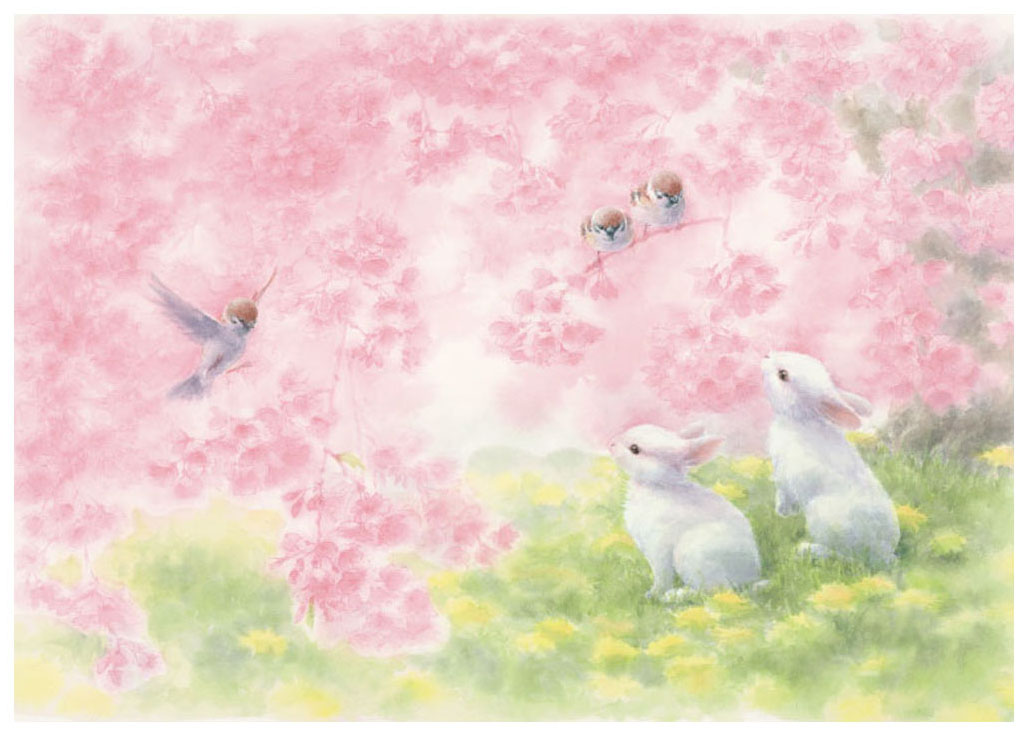 土田穣 版画（ジクレー） 「桜の花の中で」 7010