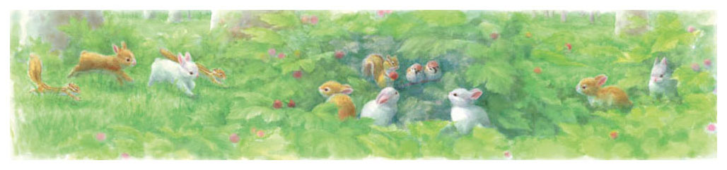 土田穣 版画（ジクレー） 「森のイチゴに集まる」 7015