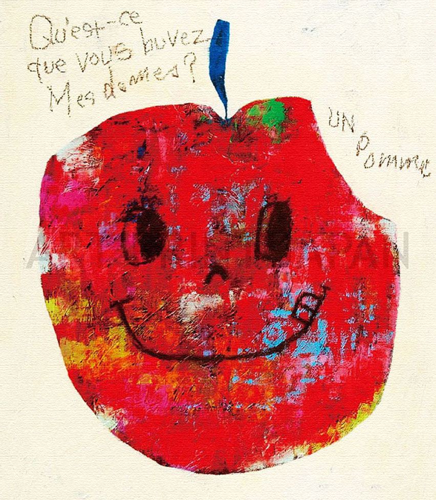 アリカワコウヘイ！ 版画（キャンバスジクレー） りんごのマイケル君 7194