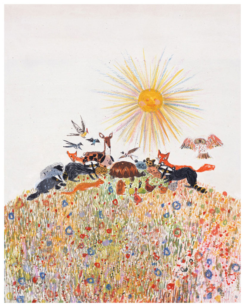 ブライアン・ワイルド・スミス 版画（ジクレー） 「太陽の丘～賢者の勝利～『うさぎとかめ』より」（1969） 7217