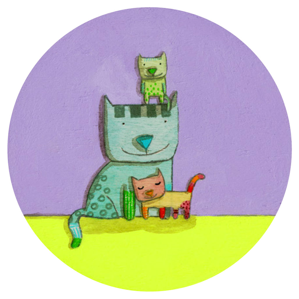 キロメロ 版画（ジクレー） 三匹のネコちゃん 7536