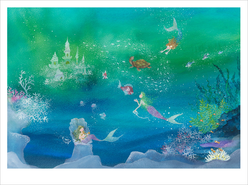 横山真弥 版画（アーカイバル） 人魚姫の幸せな時 7804