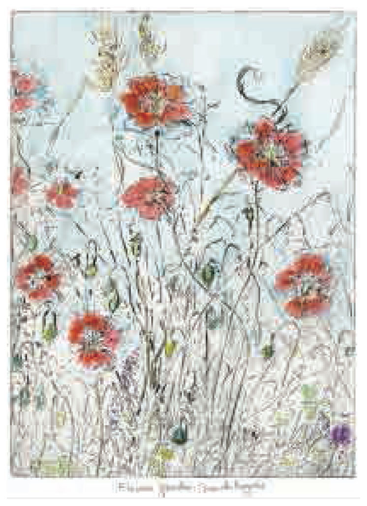 ジョアン・アイザック 版画（ジクレー） Flower Garden,French Poppies