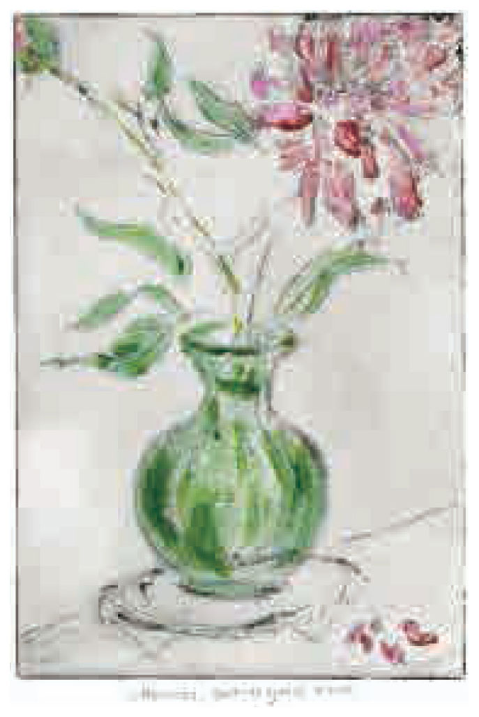 ジョアン・アイザック 版画（ジクレー） Peonies Satin Glass Vase 