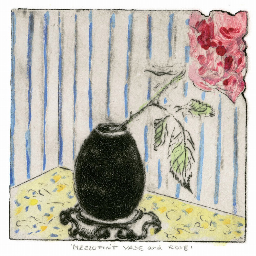 ジョアン・アイザック 版画（ジクレー） Mezzotint Vase And Rose 7949