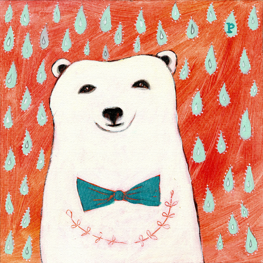 カレン・ホイプティング 版画（キャンバスジクレー）白熊です どうぞよろしく！ 8316