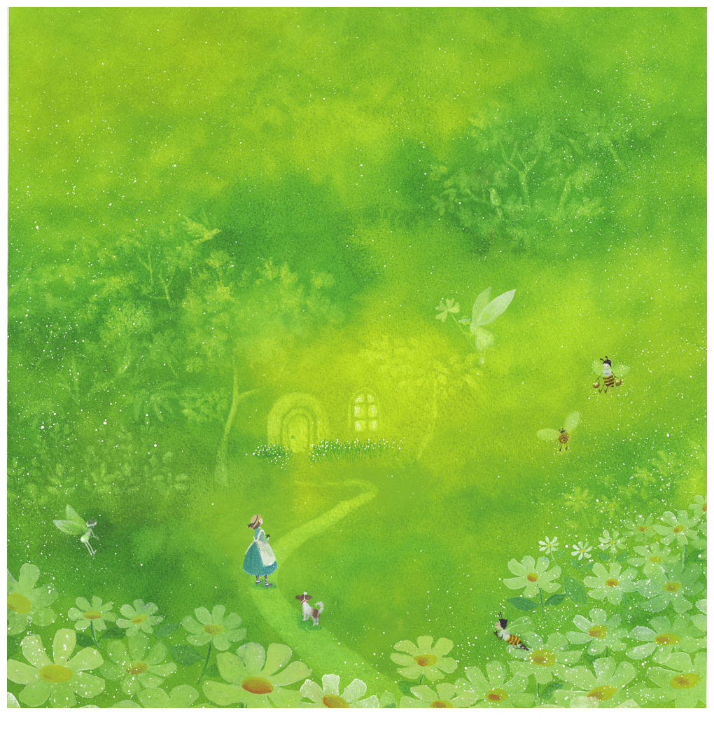 横山真弥 版画（アーカイバル） 庭の妖精 8677