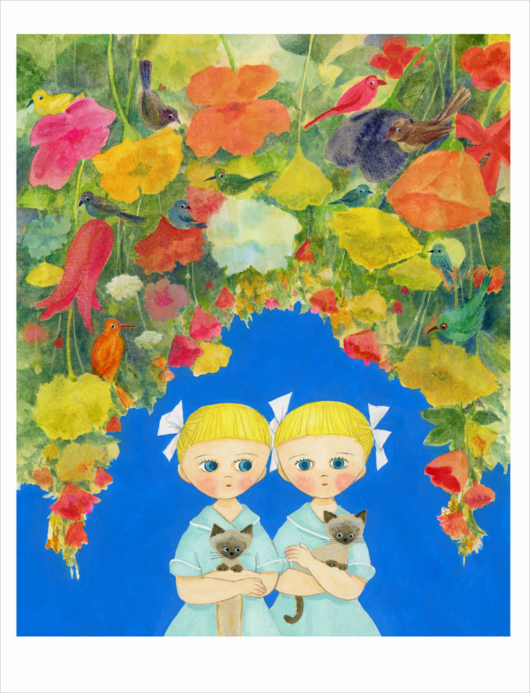 マリーニ＊モンティーニ 版画（ジクレー） Twins and Flowers 9128 