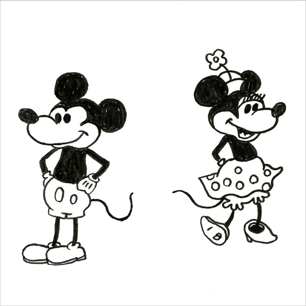 ニシクボサユリ ディズニー版画（キャンバスジクレー） Mickey & Minnie 9301 