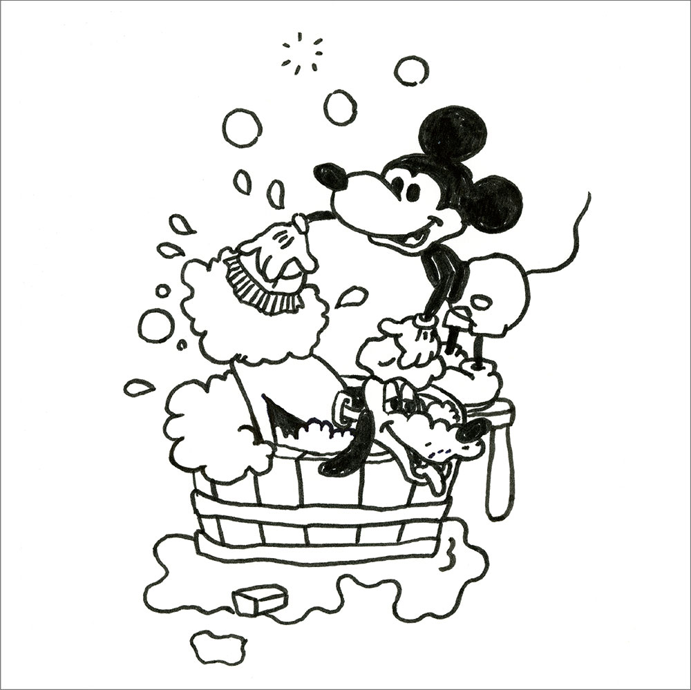 ニシクボサユリ ディズニー版画（キャンバスジクレー） Mickey & Pluto 9302 